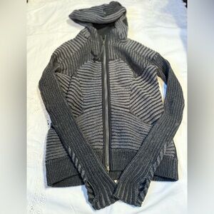 Gray Striped Zip-Up Lululemon Sweater #176